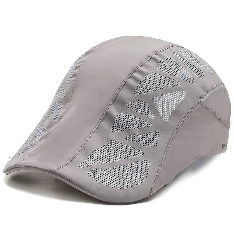 Men's Quick-Dry Mesh Golf Cap - Breathable Flat Visor Sun Hat for Outdoor Sports