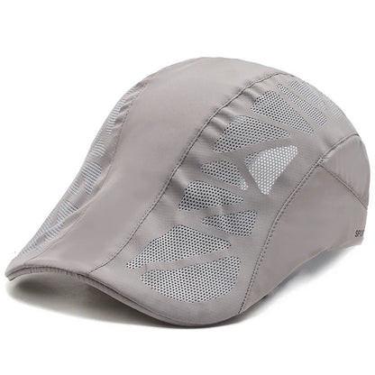 Men's Quick-Dry Mesh Golf Cap - Breathable Flat Visor Sun Hat for Outdoor Sports