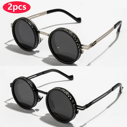 ND9 Adjustable Dimming Polarized Round Sunglasses - UV400 Protection Retro Punk Outdoor Eyewear for Men & Women Fishing