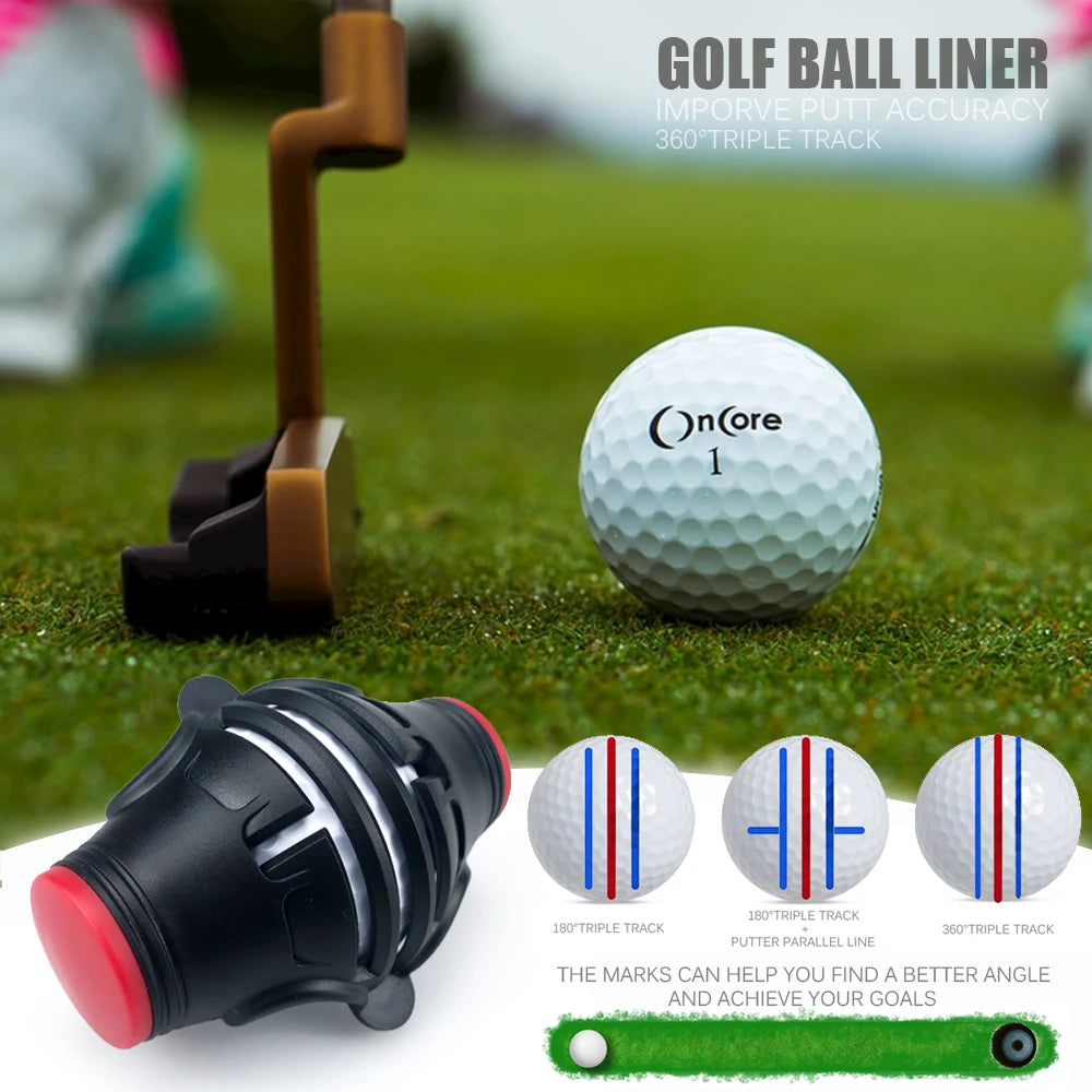 360° Rotating Golf Ball Liner Marker Template with Pen - Putting Positioning Tool to Improve Putt Accuracy