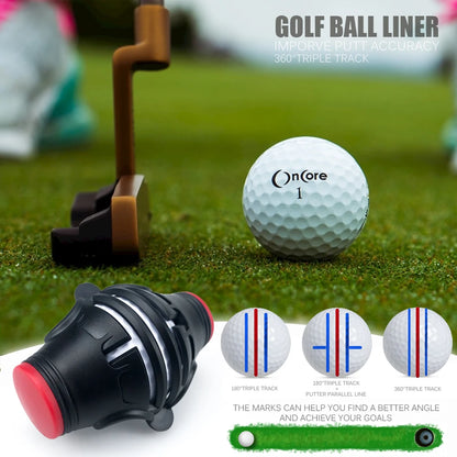 360° Rotating Golf Ball Liner Marker Template with Pen - Putting Positioning Tool to Improve Putt Accuracy