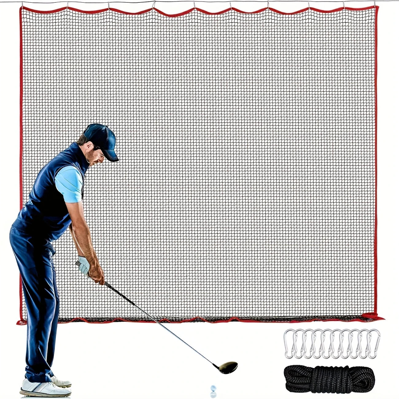 10x10 Ft Heavy Duty Golf Practice Net - High Impact Barrier Netting for Training