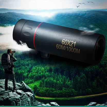 60x21 BAK4 Zoom Monocular Binoculars with Wrist Strap - Mini Portable Telescope for Outdoor Camping & Hunting