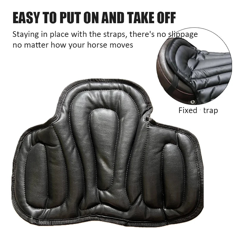 Western Equestrian Saddle Pad - Artificial Leather Shock-Absorbing Soft Seat Cushion for Horse Riding & Motorcycles