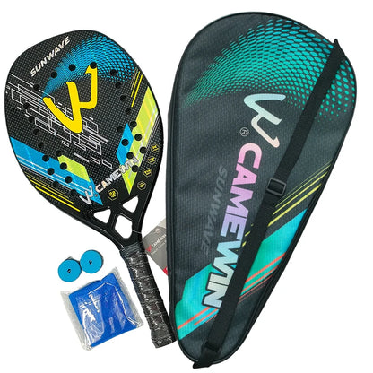 3K Carbon Fiber Beach Tennis Racket - Full Carbon Rough Surface for Men & Women - Complete Set