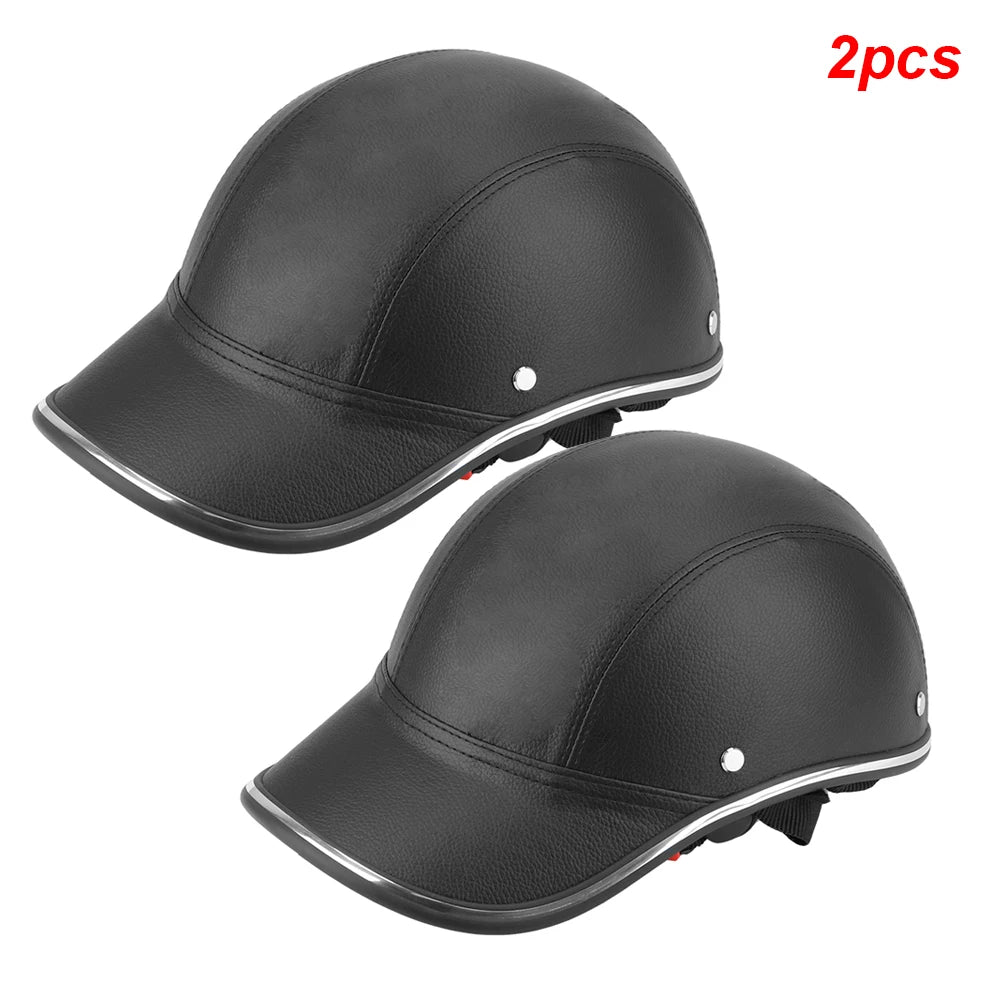 Vintage Half Face Motorcycle Helmet - Baseball Cap Style Safety Hard Hat for Cafe Racer, Chopper & Scooter