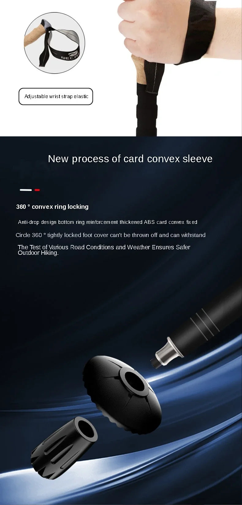 Premium Ultralight Telescopic Trekking Poles - 2PCS Adjustable Walking Sticks with Quick Lock System for Hiking