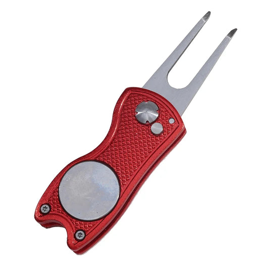 1pc Foldable Golf Divot Repair Tool with Golf Ball Tool Pitch Groove Cleaner Golf Accessories Putting Green Fork Training Aids