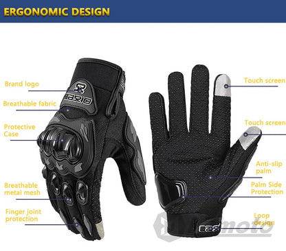 Full Finger Motorcycle Gloves - Summer Breathable, Touch Screen, Non-Slip Racing Gloves