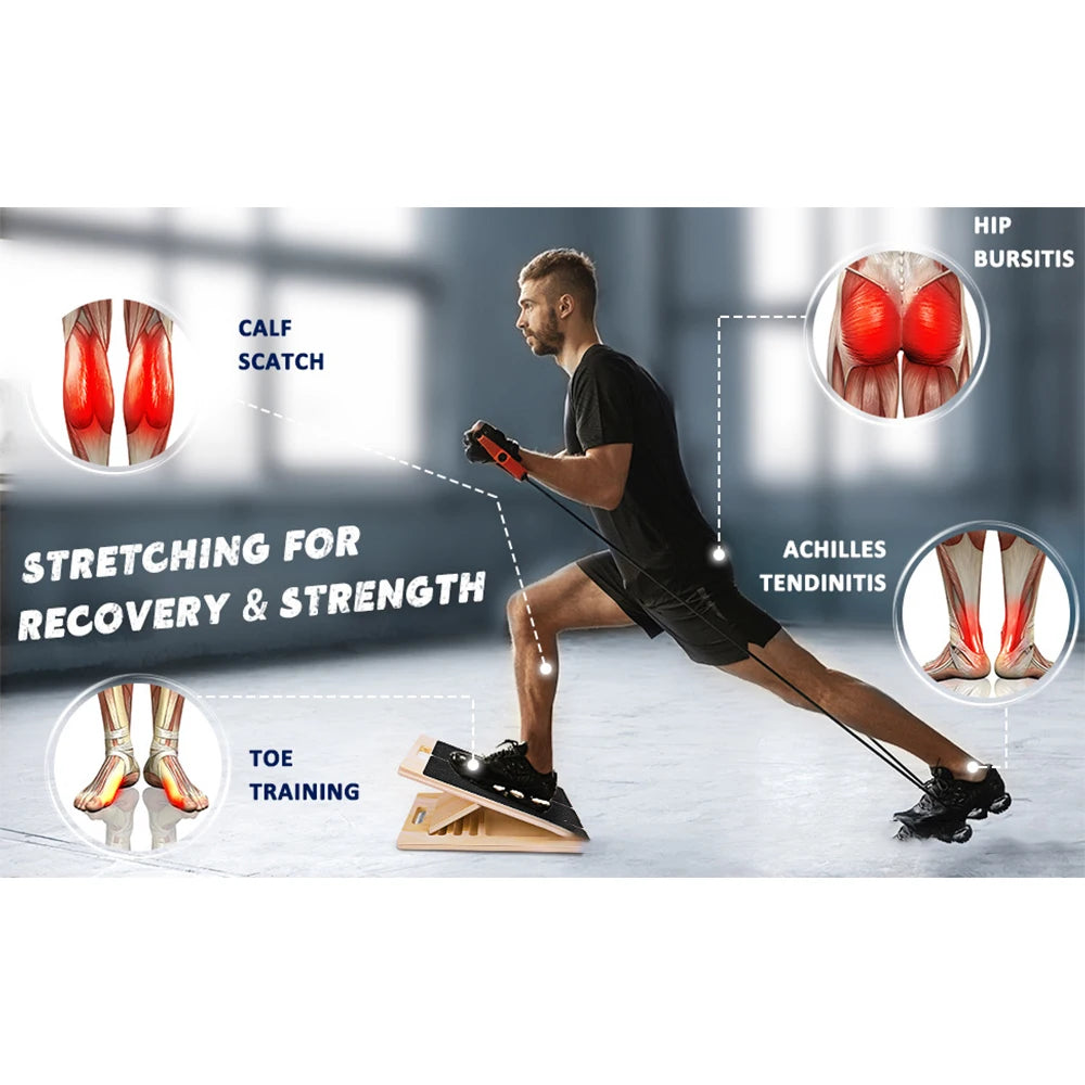 Adjustable Wooden Incline Board - Foldable Calf and Ankle Stretcher for Yoga, Pilates, and Balance Training