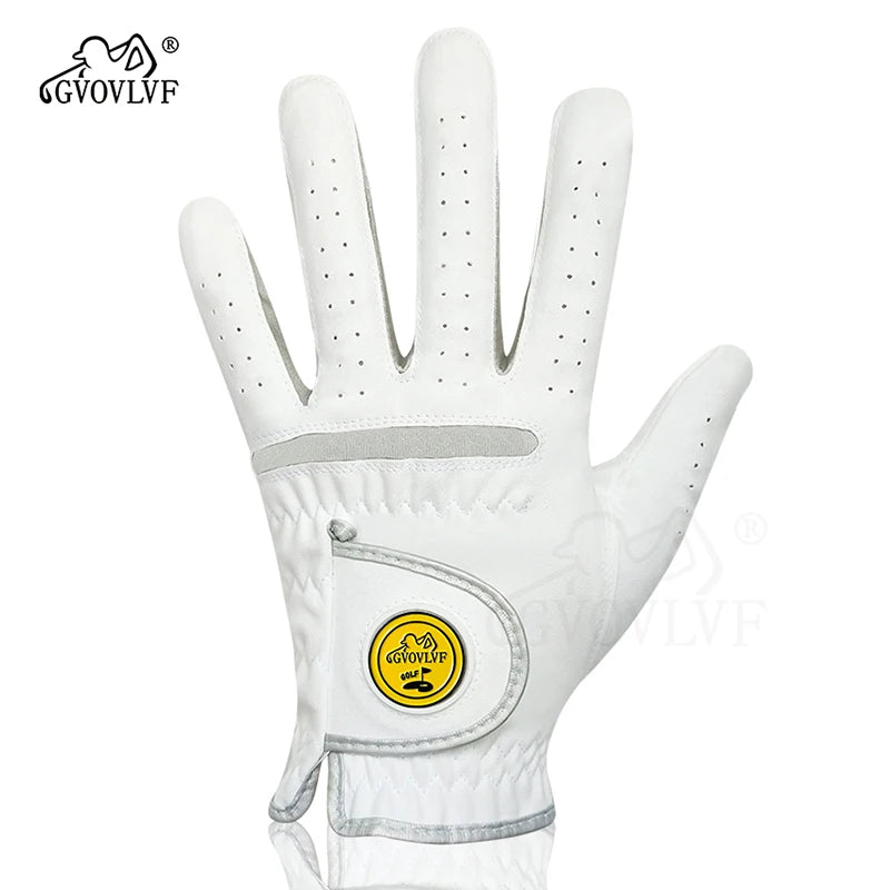 Men's Golf Glove - Soft Breathable Fabric with Magnetic Ball Marker, Comfortable Fit, Replaceable Marker for Golfers (1 Piece)