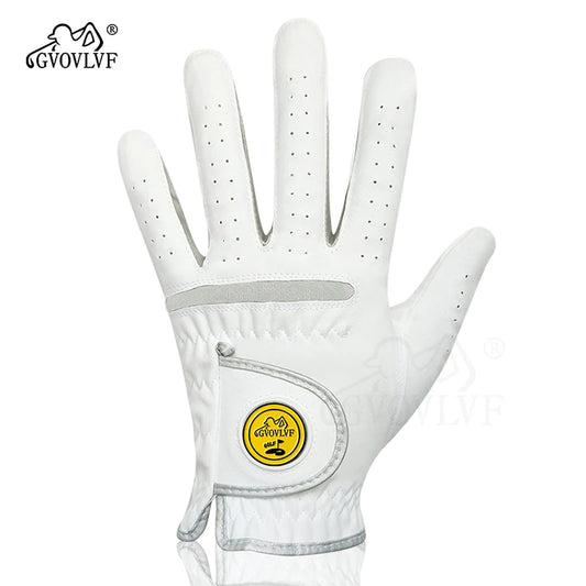 Men's Golf Glove - Soft Breathable Fabric with Magnetic Ball Marker, Comfortable Fit, Replaceable Marker for Golfers (1 Piece)