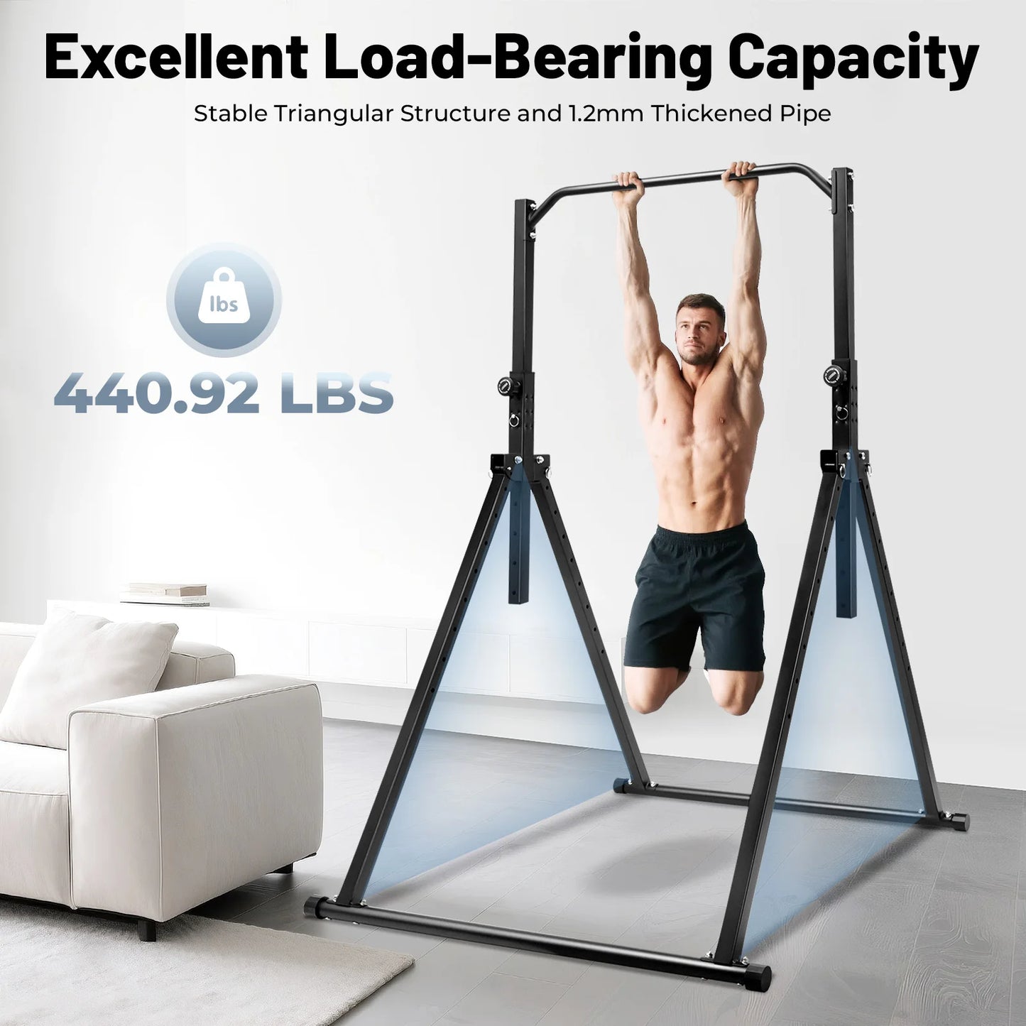 Adjustable Height Pull-Up Bar - Triangular Gymnastics Practice Station for Home Gym Strength Training