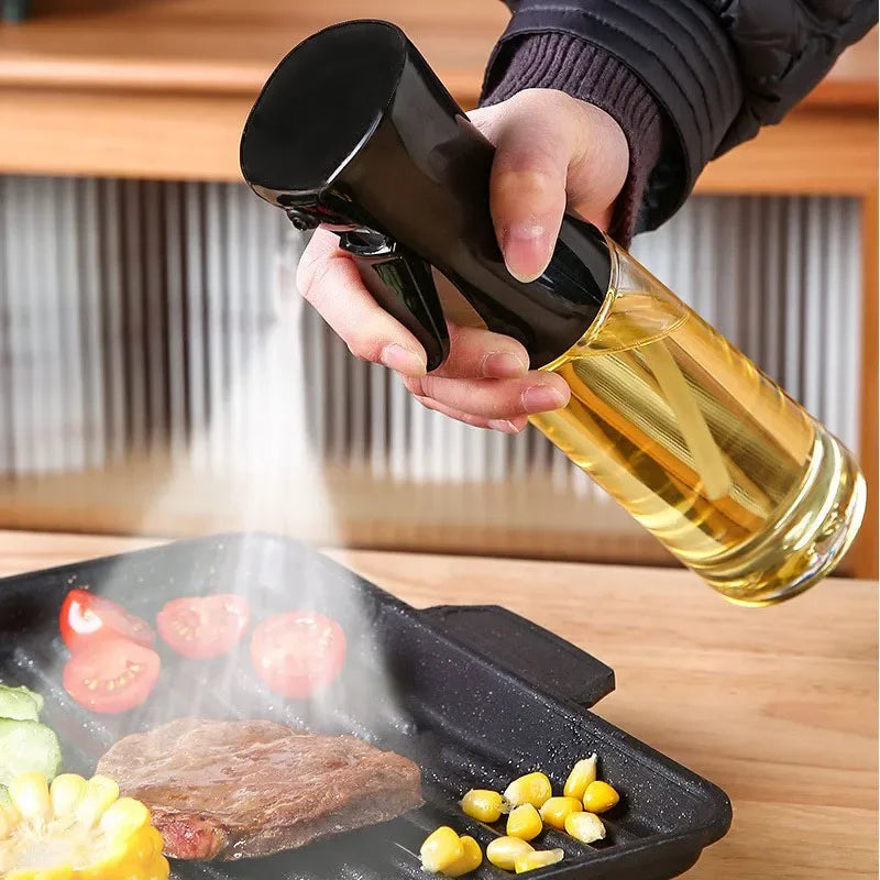 Multi-Size Oil Spray Bottle Set (200ml/300ml/500ml) - BBQ Cooking Olive Oil Sprayer for Kitchen Baking, Empty Refillable Vinegar Bottle with Oil Brush