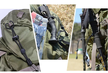 Hiking Pole Holder Set - 2 Pack Backpack Walking Stick Attachment Straps with Tie Cord Rope for Trekking, Camping & Mountain Outdoor Sports