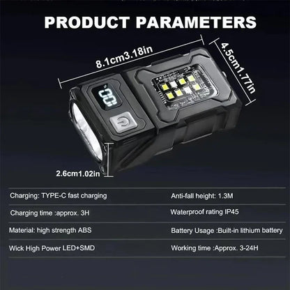 Portable LED Flashlight Set (1-2 Pieces) - Super Bright Mini USB Rechargeable with Magnetic Tail & COB Emergency Light for Camping & Hiking