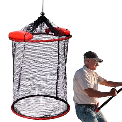 Portable Floating Fishing Net - Thickened Woven Mesh Landing Basket with Anti-Jump Design for Fish, Shrimp & Lobster Storage