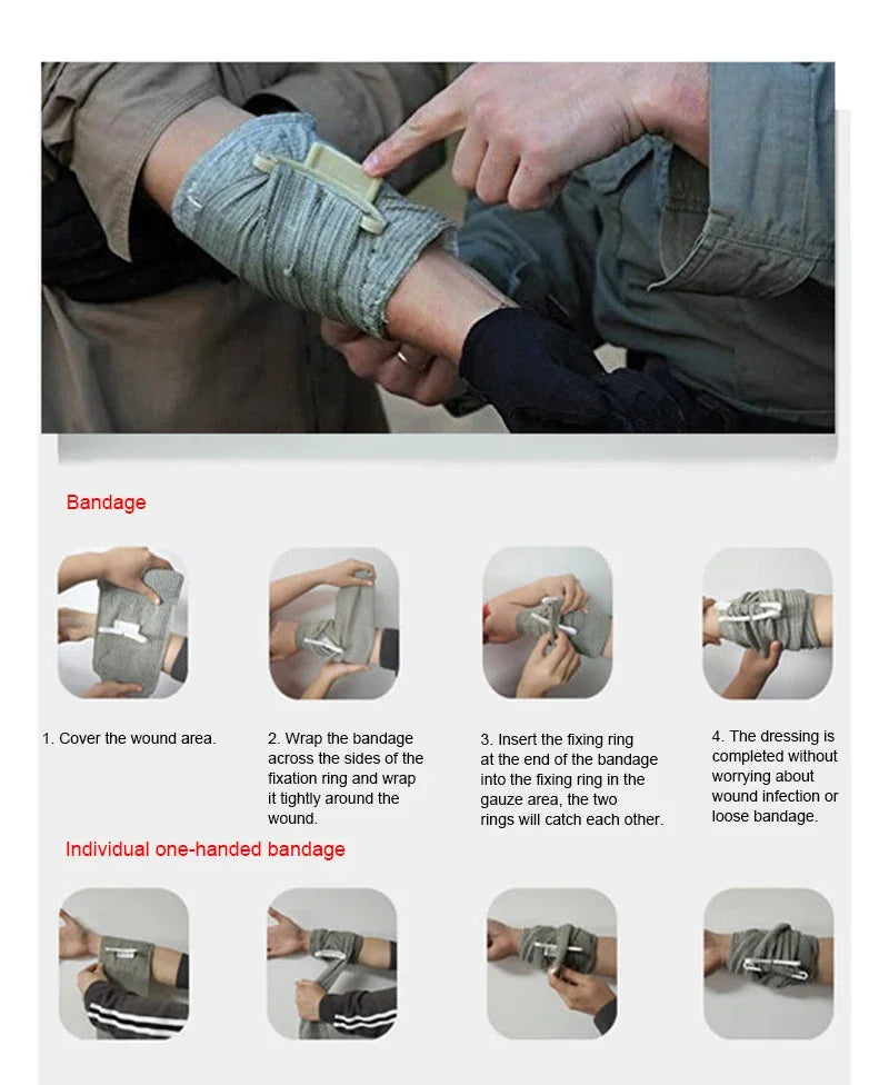 Emergency Trauma First Aid Kit - Compression Bandage, Tourniquet, Sterile Medical Dressing & Roll Bandage