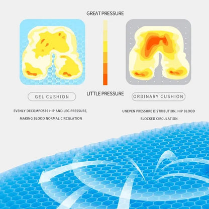 Gel Seat Cushion - Breathable Honeycomb Design for Pressure Relief, Back & Tailbone Pain - Summer Comfort for Home, Office, Wheelchair & Car