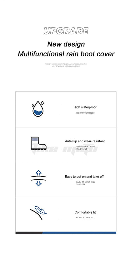 Waterproof Reflective Motorcycle Rain Boot Covers - Non-Slip Reusable Cycling Footwear Protection