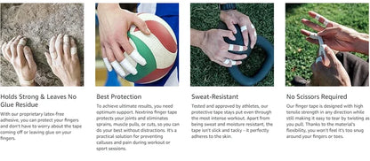 Athletic Finger Tape - Skin-Friendly Sports Protection Wrap for Baseball, Lacrosse & Gymnastics (1/2/3 Roll Options)