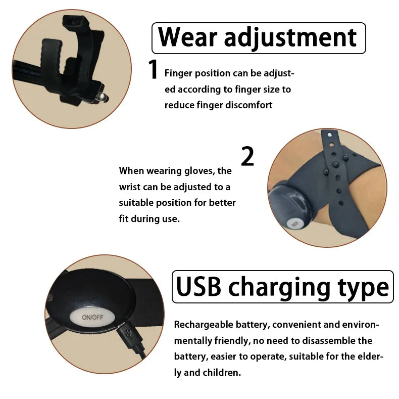LED Fishing Gloves - Rechargeable Half-Finger Gloves with Built-In Flashlight for Night Fishing & Outdoor Activities