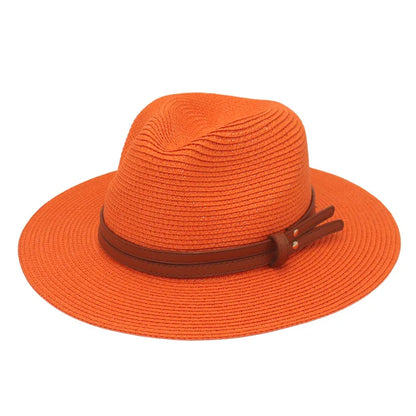 Breathable Straw Panama Hat - European American Style Jazz Sun Hat for Beach & Leisure