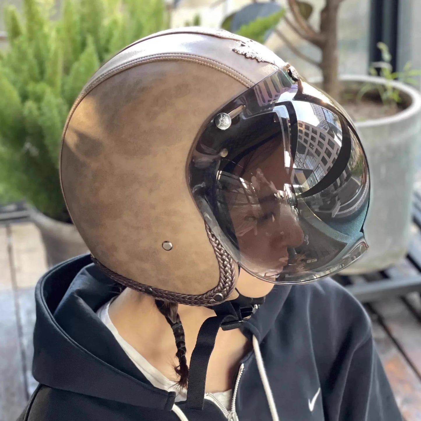 Retro Motorcycle Helmet Bubble Visor - Anti-Fog UV Protection HD Lens for Open Face Half Helmets