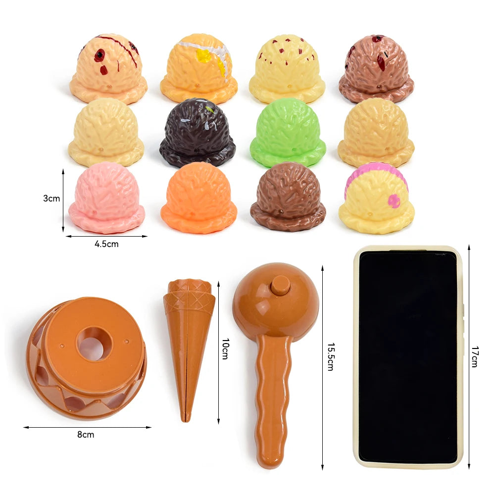 Pretend Play Ice Cream Stacking Set - Educational Kitchen Toy for Kids