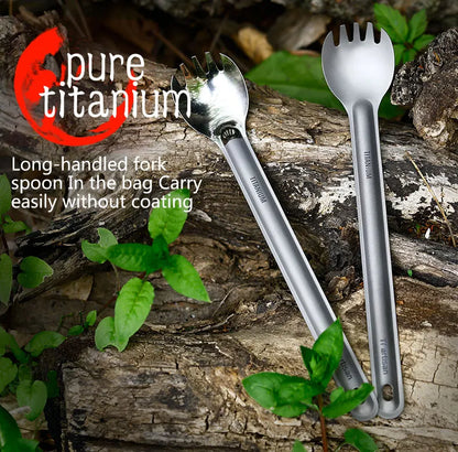 Ultralight Titanium Long Handle Spork - Portable Outdoor Camping Cutlery & Tableware by Tiartisan