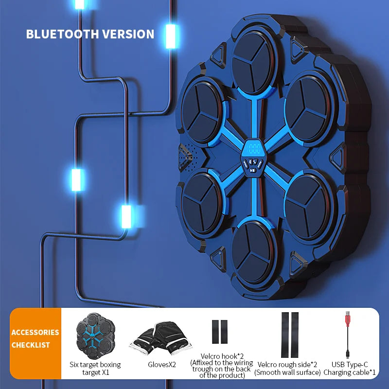 Smart Music Boxing Trainer - Wall-Mounted Electronic Strike Target for Home Indoor Training & Reaction Development
