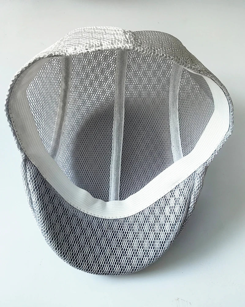 Breathable Mesh Beret Cap - Adjustable Newsboy Style Flat Hat for Men & Women - Summer Casual