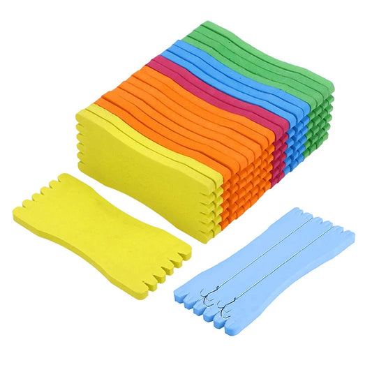 Fishing Line Winding Spools - 10 Pack Foam Rig Holders & Line Accessories (Random Colors)
