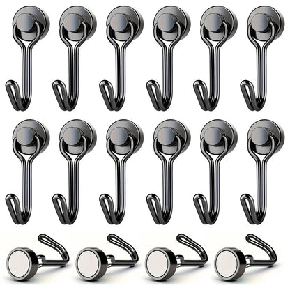 Heavy Duty Neodymium Magnetic Hooks - Extra Strong Magnets for Camping, Garage & Outdoor Storage (10-30 lbs, 3-20 Pack)