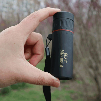 60x21 BAK4 Zoom Monocular Binoculars with Wrist Strap - Mini Portable Telescope for Outdoor Camping & Hunting