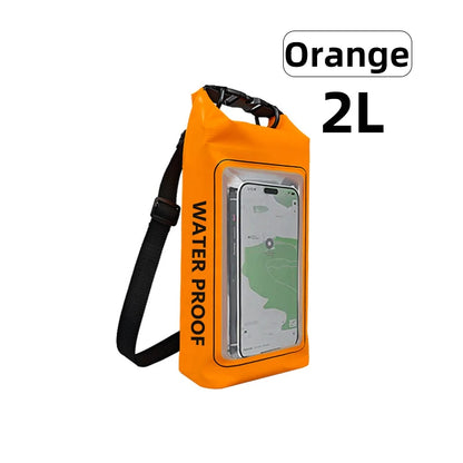 PVC Waterproof Dry Bag 2L - Touch Screen Phone Pouch for Swimming Rafting Surfing Boating - Shoulder Bag