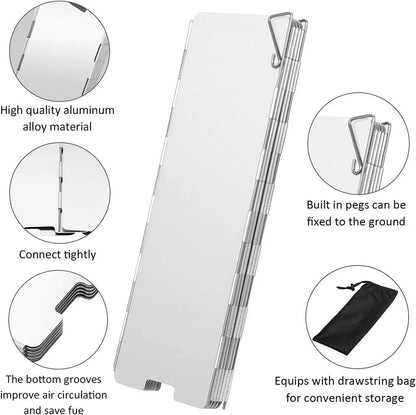 Aluminum Alloy Wind Shield Screen for Gas Stove - Windproof Camping Burner Guard (8/9/10/12/14/16 Plates) - Outdoor Picnic Cooking Accessory