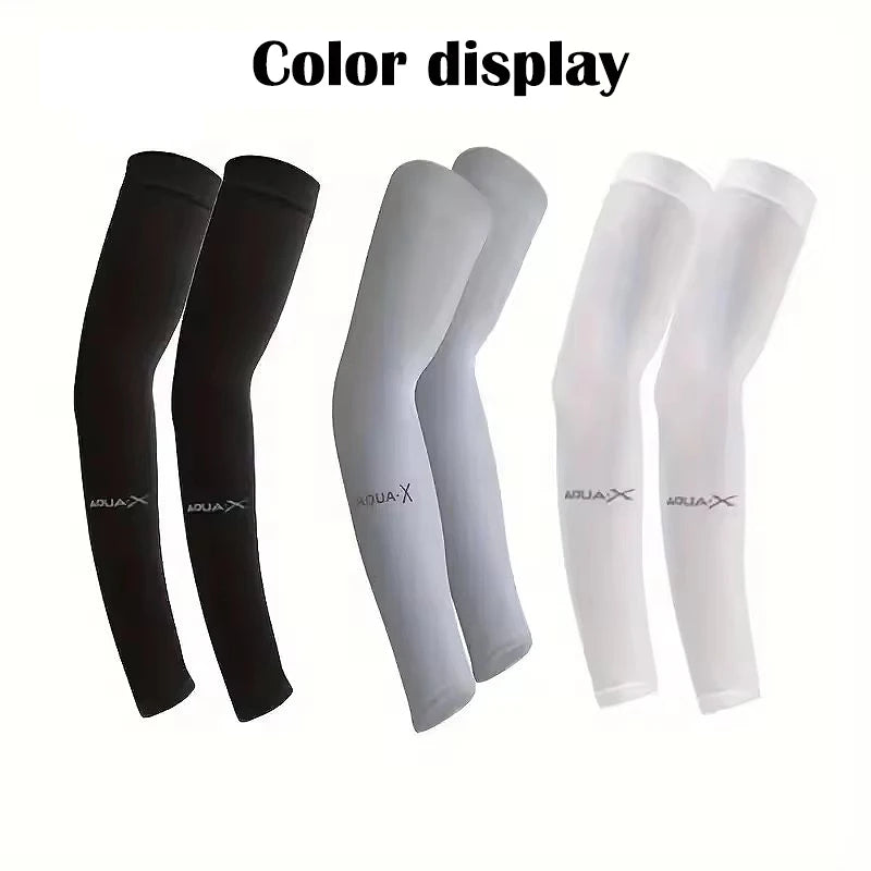 UV Protection Ice Silk Arm Sleeves - Men's Cooling Sports Arm Covers for Cycling, Running & Outdoor Fitness