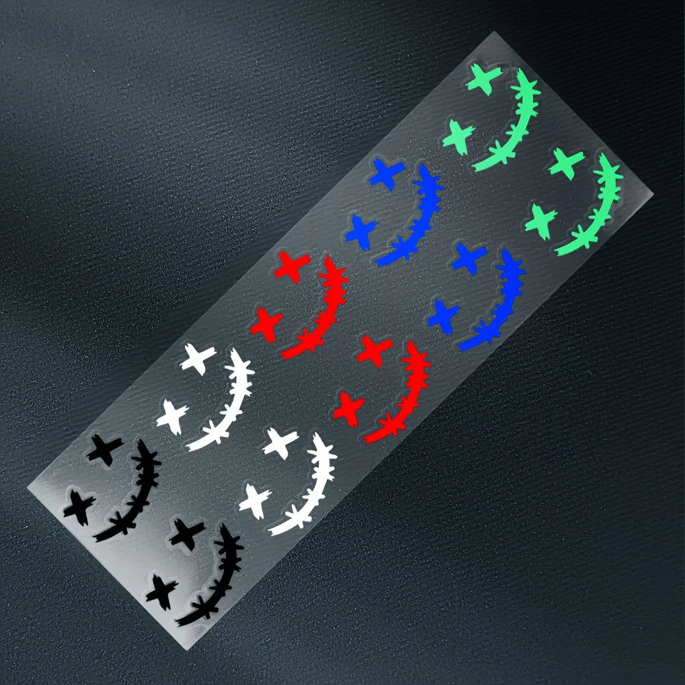 Reflective Smiley Motorcycle Stickers - 2PCS/SET Safety Decals for Enhanced Night Visibility