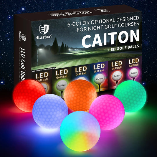 Night Glow Golf Balls - 6 Pack Impact-Activated High-Visibility Balls for Nighttime Play