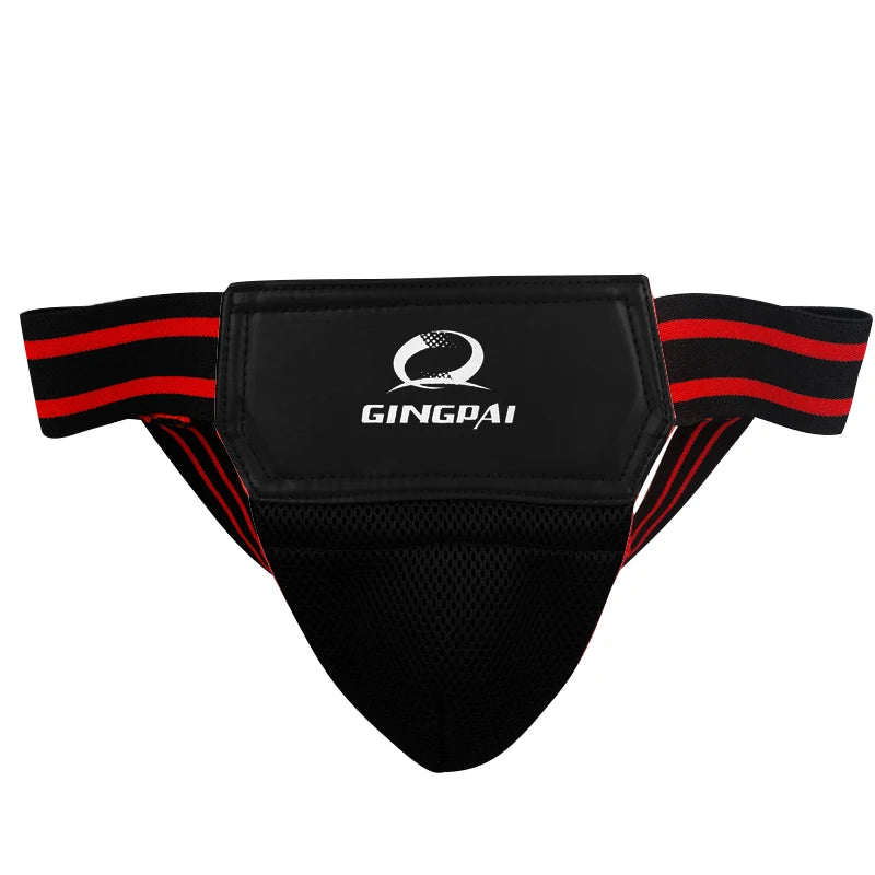 Adult Male MMA Groin Protector - Red & Black Jockstrap for Boxing, Sanda, Taekwondo & Kickboxing Training