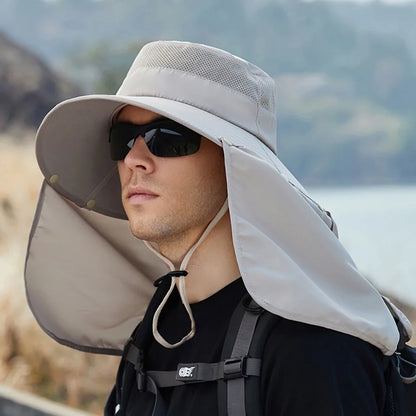 Summer Sunshade Fishing & Cycling Cap - Oversized Brim Dual-Purpose Face Covering Hat with UV Protection