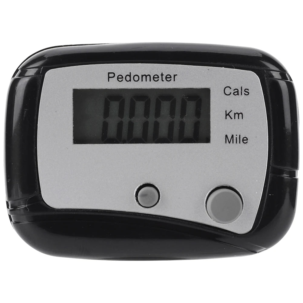 Clip-On Pedometer & Step Counter — Steps, Miles, Calories & More