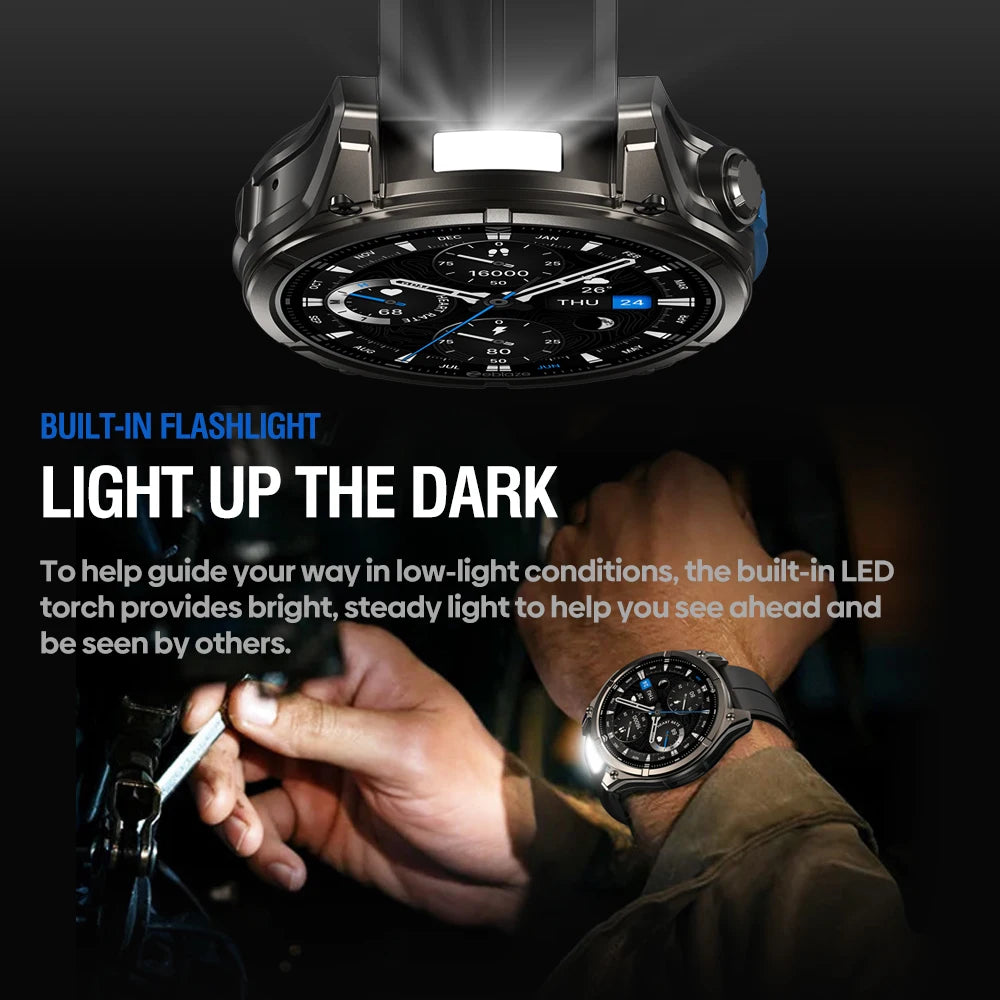 1.43" AMOLED Smart Watch with Voice Calling - Built-in Flashlight, Heart Rate & Blood Pressure Monitor