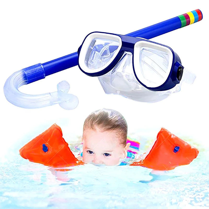 Kids Anti-Fog Diving Mask Set with Breathing Tube - Shockproof Underwater Swimming Goggles with Adjustable Band for Snorkeling