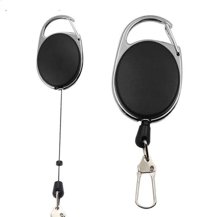 Retractable Badge Holder with Keychain - ID Card Holder with Backpack Clip, Lanyard & Hiking Buckle Key Ring Tool