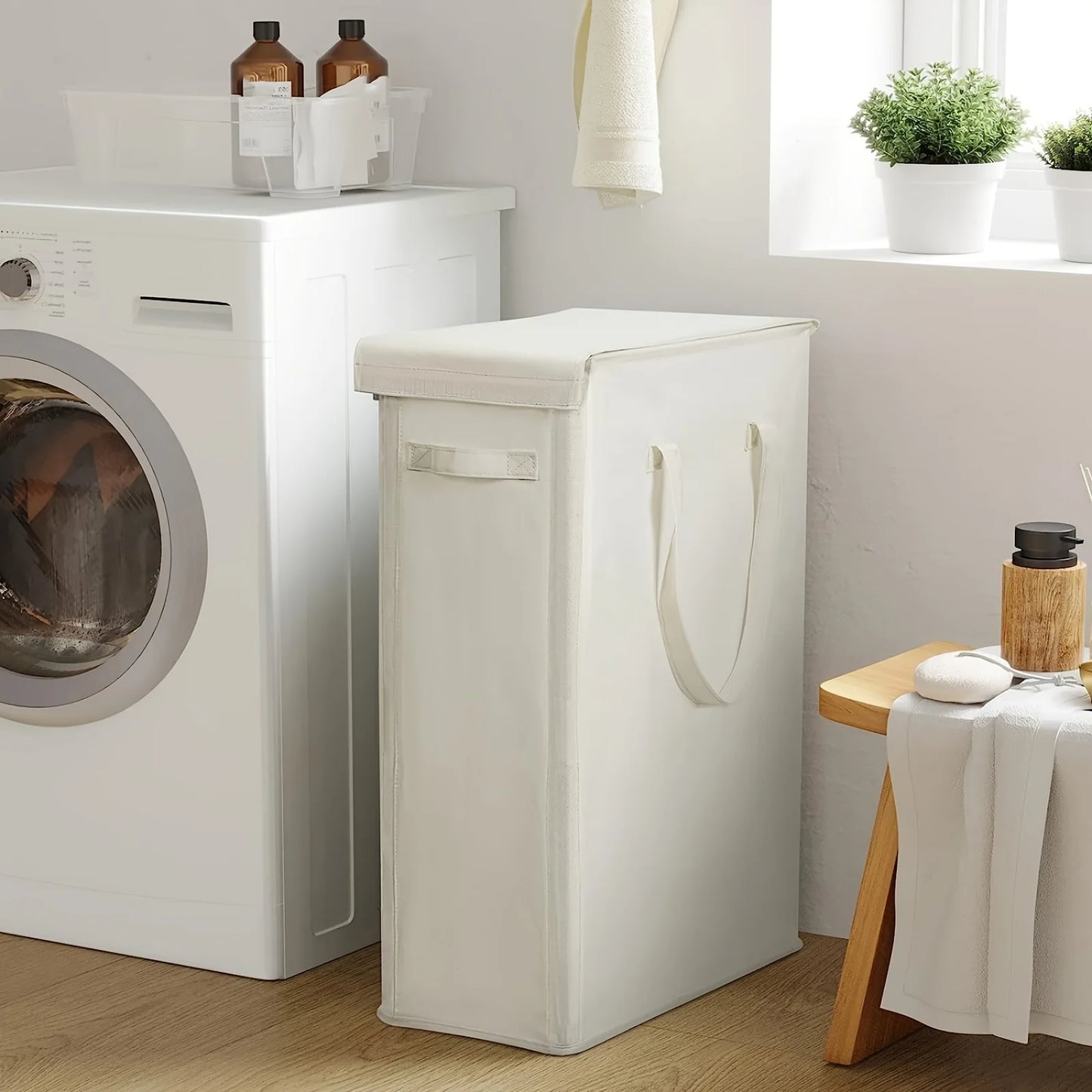 Wheeled Laundry Hamper with Lid - Closed Storage Basket for Bedroom, Bathroom & Laundry Room