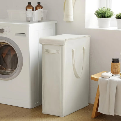 Wheeled Laundry Hamper with Lid - Closed Storage Basket for Bedroom, Bathroom & Laundry Room