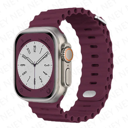 Ocean Strap Silicone Band for Apple Watch - Compatible with Ultra 2, Series 9/8/7/6/5/4/3/SE - All Sizes (49mm, 45mm, 44mm, 42mm, 41mm, 40mm) - Premium Silicone Bracelet Wristband