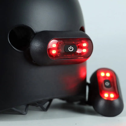 Waterproof LED Helmet Taillight - 4 Lamp Rechargeable Safety Warning Light for Motorcycle & Bicycle